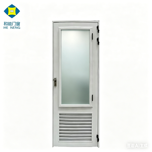 Porte da Bagno in Alluminio Bianco con Design a Persiana e Vetro a Mezza Altezza, Impermeabili, <span class=keywords><strong>per</strong></span> <span class=keywords><strong>WC</strong></span> - Made in Cina - Product Image 1