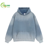 Sweat à capuche unisexe personnalisé en coton épais 400 g/m² pour homme, coupe oversize, délavé à l'acide, effet soleil éclairé, vierge