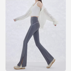 กางเกงเลกกิ้งไนลอนทรงโค้งสีขาว Maidoli รุ่น Shark Skin เอวสูง <span class=keywords><strong>ขา</strong></span>ผ่า สำหรับออกกำลังกายและกระชับสัดส่วน - Product Image 1