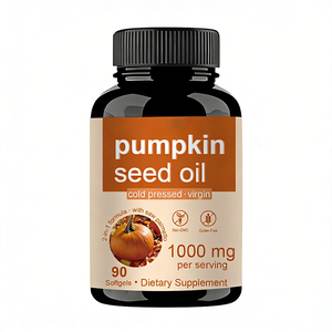 Huile de graines de <span class=keywords><strong>citrouille</strong></span> biologique halal végétalienne OEM 3000mg/1000mg en capsules molles, 90 unités, pour adultes, soutien immunitaire naturel, améliore la mémoire et le sommeil - Product Image 1