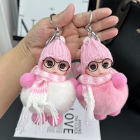 En gros, Pendentif porte-clés de voiture en peluche Lapin Rex de dessin animé, Breloque de sac à dos pour filles et enfants, Accessoire poupée endormie