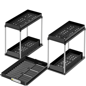 Expandable Non-Folding Rectangle Kitchen Drawer <b>Spice</b> <b>Storage</b> Rack Double Tier Carbon Steel Multifunctional Standing Modern - Product Image 6