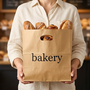 Bolsa de Papel Kraft Biodegradable para Llevar Comida, con Logotipo Personalizado, Ecológica, Resistente, para Panadería y Alimentos - Product Image 4