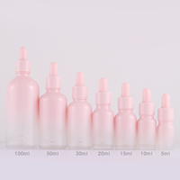 Bouteille de stockage sérum cosmétique, petite bouteille rondes en verre, pour huile essentielle, gloss, rose, 15ml ou 30ml, vente en gros