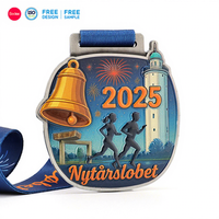 Médaille de fin de course personnalisée en alliage de zinc pour le Nouvel An, récompense pour les courses de 5K, 10K, demi-marathon, course sur route et compétitions sportives en plein air