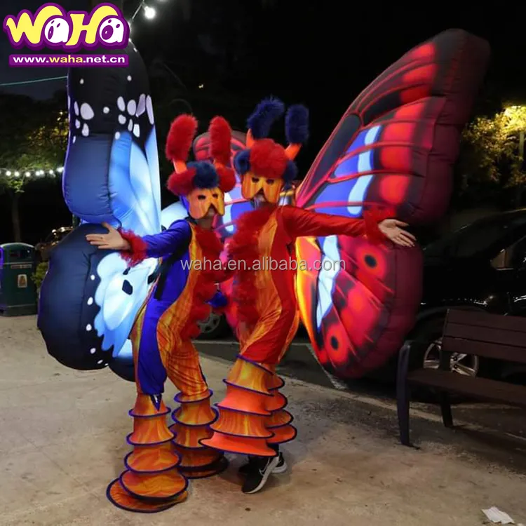 Kostum sayap bergerak kupu-kupu festival parade kostum karnaval tiup dewasa