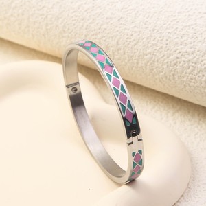 Bracciale a Polsino Aperto con Stampa Artistica Boho in Smalto Colorato Personalizzato, Impermeabile in Acciaio Inossidabile, Gioielli Impilabili a Molla per <span class=keywords><strong>Donna</strong></span> - Product Image 6