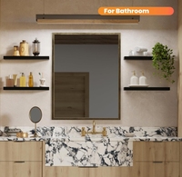 Plateaux de rangement muraux en bois flottant noirs modernes à double niveau pour salle de bain et cuisine