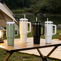 Vaso Térmico de Acero Inoxidable 304 de 40oz con Asa Grande, Botella de Agua con Aislamiento al Vacío de Doble Pared, Recubrimiento en Polvo, Taza de Viaje Personalizable