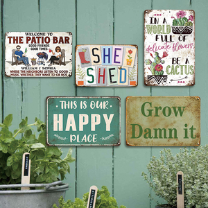 Juego de Letreros Metálicos Variados para Decoración del Hogar, Estilo 'Be a Cactus Happy Place', para Patio, Bar, Jardín, Arte Mural - Product Image 3