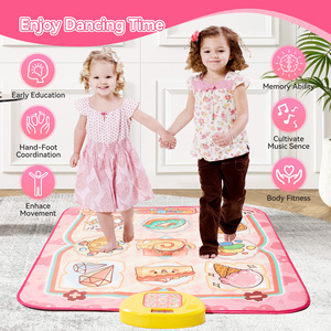 Tapis de danse musical rose pour enfants, clavier de piano interactif avec lumières LED et sons pour filles de 2 à 4 ans - Product Image 4