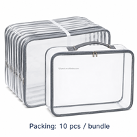 Sac d'emballage pour literie en PVC transparent personnalisé avec poignée en cuir renforcée pour le rangement des édredons
