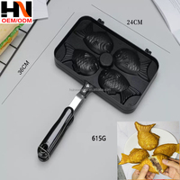 Poêle à Taiyaki 2, 3 ou 4 poissons, antiadhésive, pour gaufres, mini-œufs et crêpes, ensemble de cuisson