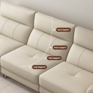 2026 New Nordic Cream Style Top Grain Leather Sofa Small Living Room Straight Row Chaise 3 4 Seater Set - Product Image 2