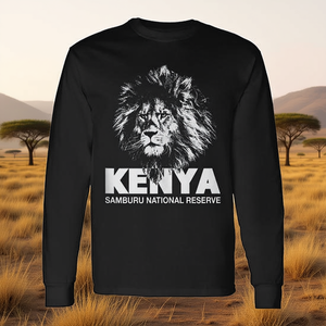 T-shirt à manches longues Kenya Samburu Lion Reserve, design safari africain, faune sauvage - Product Image 3