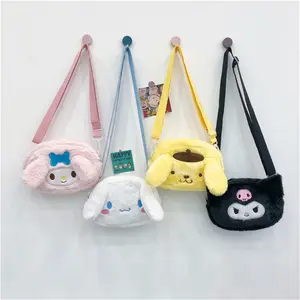 Kawaii Sanrio Plushie Kuromi My Melody Bag Cinnamoroll Plush Coin Purse Big eared dog plush anime cartoon crossbody bag