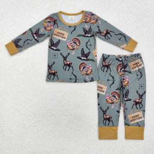 En Existencia, Pijamas de Otoño para Niños con Diseño de Caza de Patos, Ropa para Hermanos, Boutique de Alta Calidad, Precio de Fábrica al por Mayor, Ropa para Niños - Product Image 3