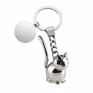 Portachiavi in Lega di Acciaio Inossidabile a Forma di Gatto con Portamonete, Logo Stampato UV e Offset, Token Laser, Portachiavi in Metallo - Product Image 2