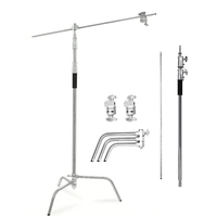 Soporte en C con Brazo Articulado para Fotografía, Kit de Soporte de Luz Resistente, Soporte en C de Acero Inoxidable con Cabezales de Agarre para Iluminación de Estudio