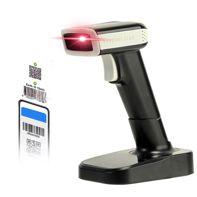 Bluetooth Wireless Barcode Reader 1D 2D QR Code Scanner with Charging Base