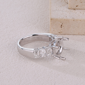 มรกตสีขาวเข้ม18K ประดับเพชรธรรมชาติทรงมรกตประดับเพชรแบบกึ่งหรูหราสำหรับผู้หญิงครบรอบ - Product Image 5