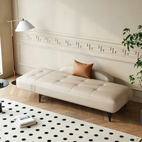 Sofá de Estilo Italiano con Estructura de Madera, Resistente a los Arañazos de Gatos, Tapizado en Cuero Sintético, Respaldo Ajustable, Sofá Cama Tipo Futón para Sala de Estar