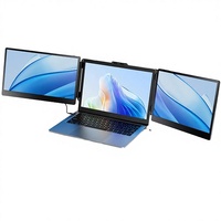 Moniteur portable USB S2 à trois écrans IPS LCD 14 pouces 1080P pour ordinateur portable, double écran, usage professionnel, haut-parleur intégré