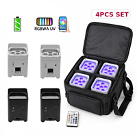 Lot de 6 projecteurs LED sans fil DMX 6x18W RGBWA UV sur batterie avec flight case pour scène