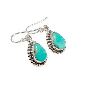 925 Silver <b>Dangle</b> Drop <b>Earrings</b> Trendy Pear Cut Gemstone Jewelry for Women Wedding Anniversary Party <b>Black</b> Rhodium Plated - Product Image 2