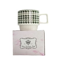 Tasse en céramique design pied-de-poule moderne Tasse à café souvenir et tasse à eau pour les fêtes-Petits objets Cadeau d'anniversaire pour les couples