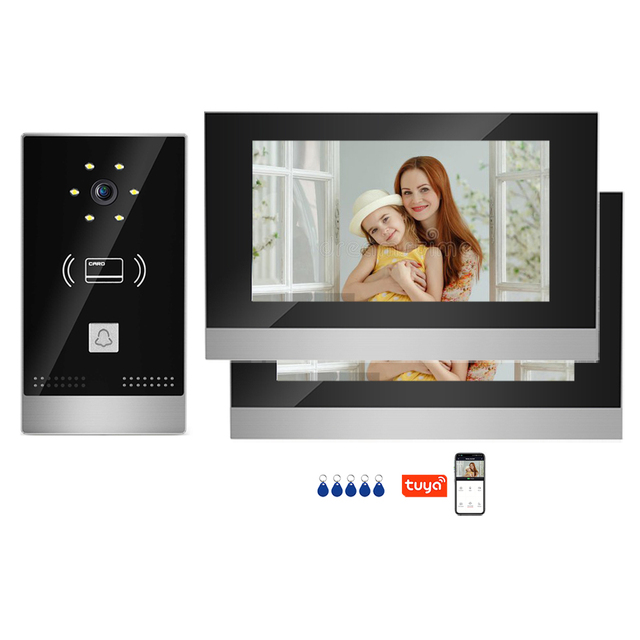 Video Intercom System with 2 Screens Door Entry Video Camera Doorbell Door Phone Kits Tuya Smart Access for Home Villa Apartment