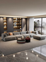 Canapé sectionnel minimaliste italien en bois avec dossier souple, inclinable, garantie 10 ans, grande taille pour salon de villa