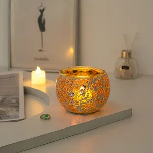 Marrakech Handmade Mosaic Glass Tea Light Holders Candle Holders with Tiny Mirror