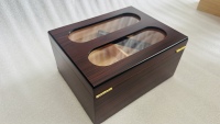 Boîte à cigares en bois de cèdre espagnol avec hygromètre, dessus en verre, pour bureau, cadeau de luxe pour homme, fabrication artisanale de qualité supérieure