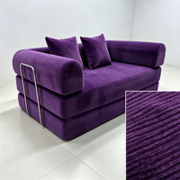 Canapé modulaire en velours côtelé tendance, livré en boîte, à assembler soi-même, entièrement en mousse, idéal pour les petits espaces et appartements-studio