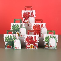 Boîte à biscuits en forme de maison de pain d'épices de Noël de style européen, petite boîte à bonbons, emballage en papier kraft de Noël, boîte cadeau en papier, vente en gros