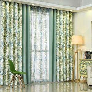 Rideaux Occultants en Polyester <span class=keywords><strong>de</strong></span> Haute Qualité à Grand Motif <span class=keywords><strong>de</strong></span> Feuilles Imprimé, Style Moderne, pour Salon - Product Image 1