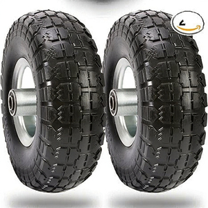 Solid Polyurethane Rubber Tyre Wheels 4.10/3.50-4 Flat Free Air Less Tires 5/8 Center Bearings Hand Truck/<b>Trolley</b> Outer Tire - Product Image 3
