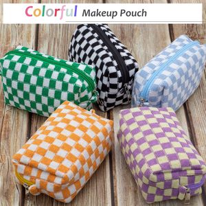 Custom Striped Fashion Cosmetic Bag with Zipper Closure Towel Material Washable Multi-functional Daily Storage Travel <b>Case</b> - Product Image 5