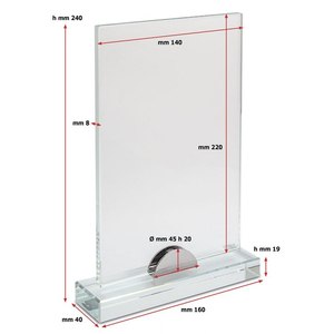 Verre rectangulaire 220x140x8mm avec base pour trophées, médailles et plaques - Product Image 3