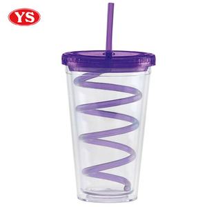 डबल दीवार 16oz. प्लास्टिक घुंघराले पुआल गिलास - Product Image 3