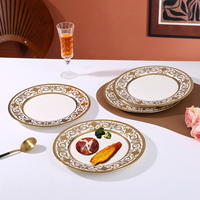 Assiettes en céramique et porcelaine avec bordure dorée, écologiques, style nordique européen, élégantes, pour mariage