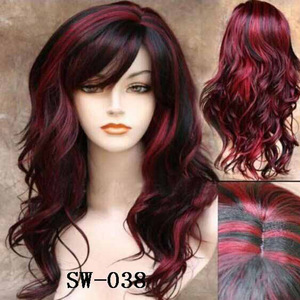 Perruque complète en fibre haute température, style cosplay, <span class=keywords><strong>frange</strong></span> latérale, grandes boucles ondulées SW-016, style européen et américain, peut être permanentée et teinte - Product Image 4