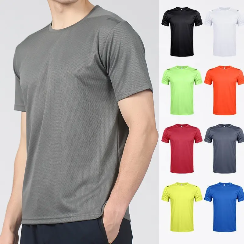 Groothandel Goedkope Prijs Sport Kleding Heren Gym Korte Mouwen 100% Polyester Shirts