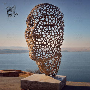 BLVE Custom Grande Metal Arte Jardim Decoração Abstrato Antique Bronze Humano Face Escultura Estátua - Product Image 3