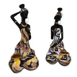 ETRO-frican-figuras de estilo étnico exótico para mujeres negras, adornos de escultura para el hogar, candelabro de porche de escritorio