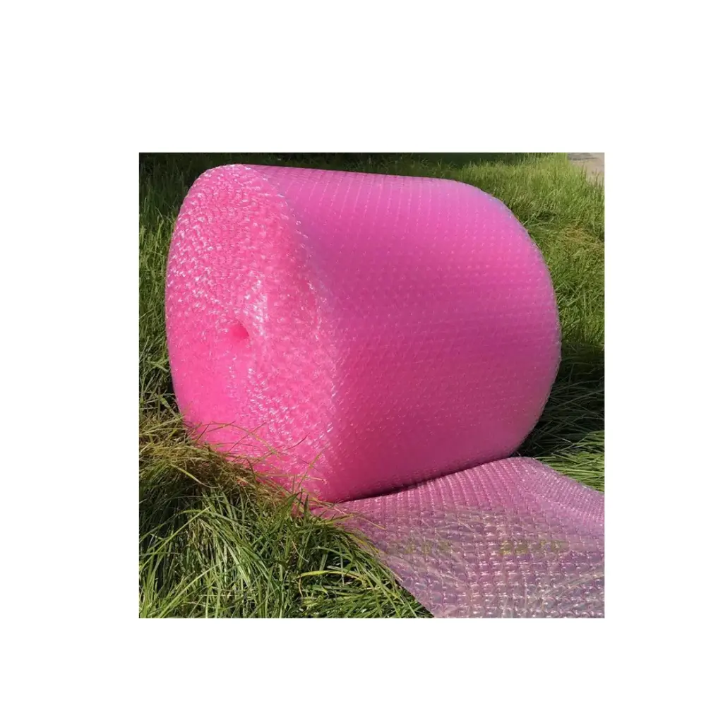 لفافة فقاعات بلاستيكية لون وردي على شكل قلب حقيبة فقاعات هواء لفافة فيلم أعمدة متينة لأغراض حساسة