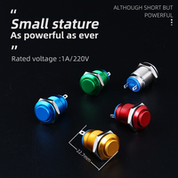 Bouton-poussoir métallique 12mm, alliage alu, tête haute, NO, rouge/vert, étanche, momentané, pour maison intelligente