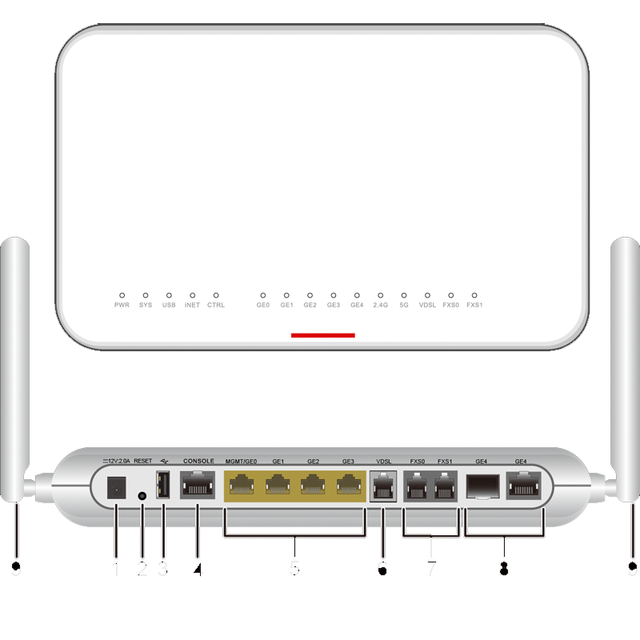 AR617VW-LTE4 50010498 1*GE COMBO WAN, 4*GE LAN, 1*VDSL2, 2*FXS, 1*USB 2.0, 1*LTE, Wi-Fi 2.4G+5G network sim card access router