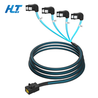 Cable de Datos Interno para Servidor SFF-8643 a SATA 3.0 Mini SAS de 4 Puertos en Ángulo Izquierdo, 12 Gbps, con Revestimiento de Nailon para HDD/SSD SATA